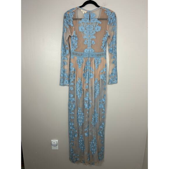 For Love And Lemons Sheer Blue and Tan Maxi Dress - Picture 13 of 13